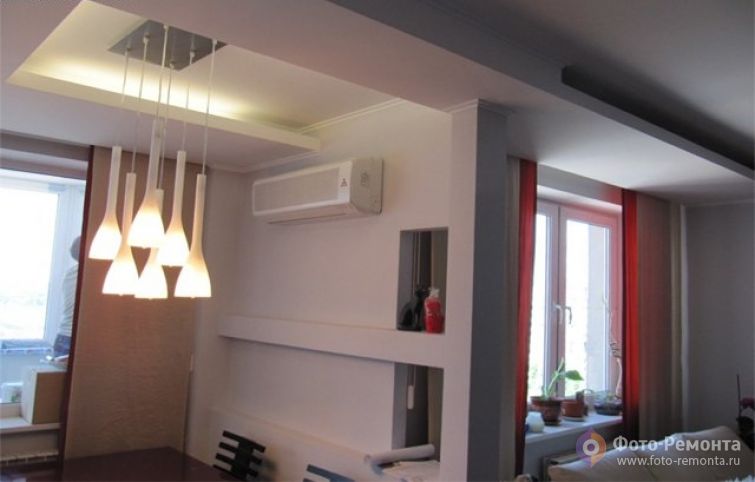 Потолок из гипсокартона на кухне, фото 12