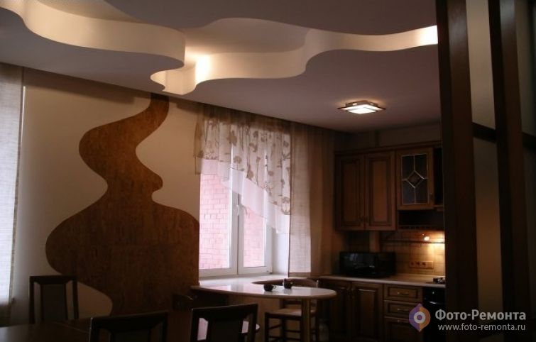 Потолок из гипсокартона на кухне, фото 2