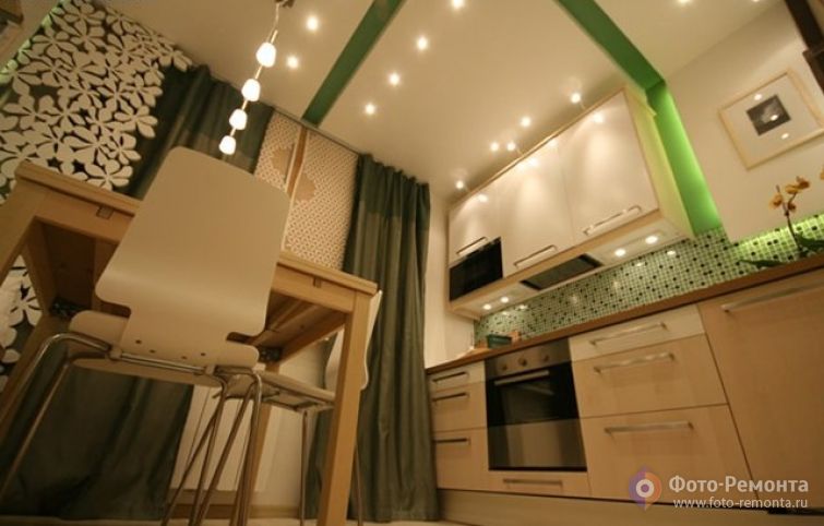 Потолок из гипсокартона на кухне, фото 6