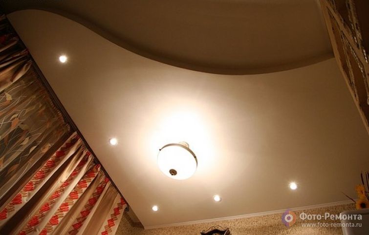 Потолок из гипсокартона на кухне, фото 14