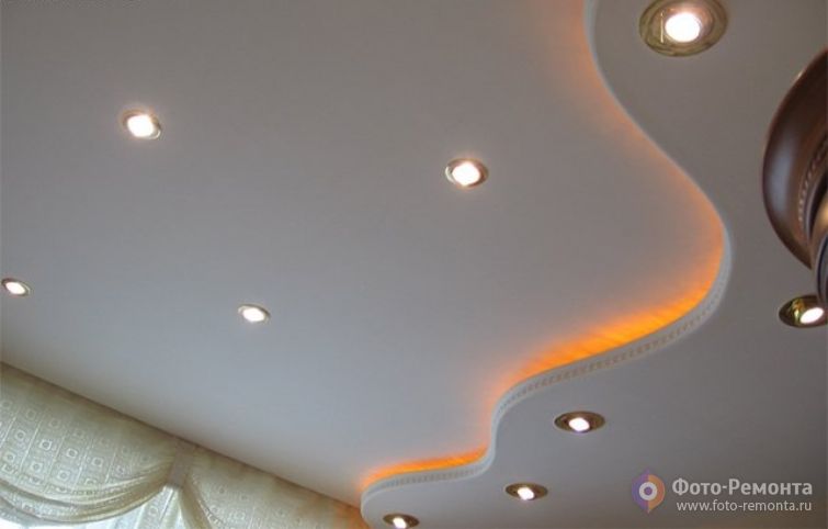 Потолок из гипсокартона на кухне, фото 3