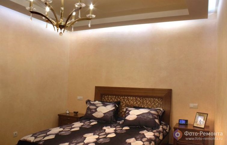Потолок из гипсокартона в спальне, фото 13