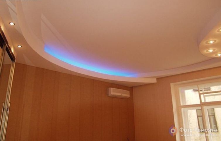 Потолок из гипсокартона в спальне, фото 7