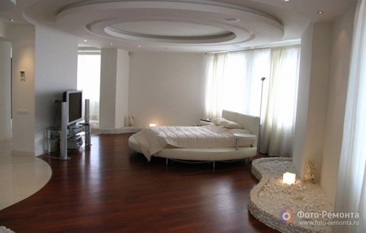 Потолок из гипсокартона в спальне, фото 10