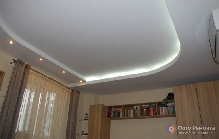 Потолок из гипсокартона в спальне, фото 5