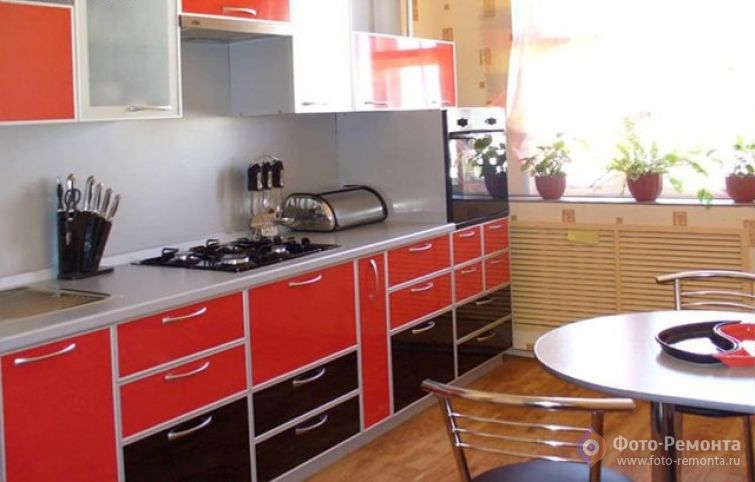 Цвет в интерьере: красные кухни