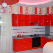 Красные кухни фото - дизайн интерьера