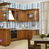 Кухонные гарнитуры фото - Классическая кухня с барной стойкой Богемия
