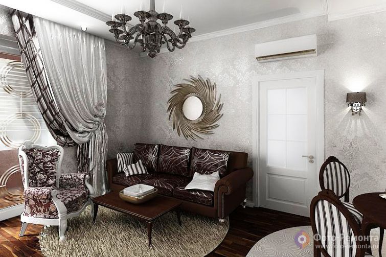 Гостиная и кухня в стиле арт-деко