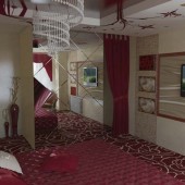 Зеркальная стена в спальне