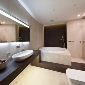 Бежевые ванные комнаты фото - дизайн интерьера