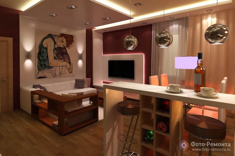 Дизайн квартиры с совмещенной кухней-гостиной
