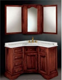 Угловой мойдодыр для ванной с дополнительными элементами